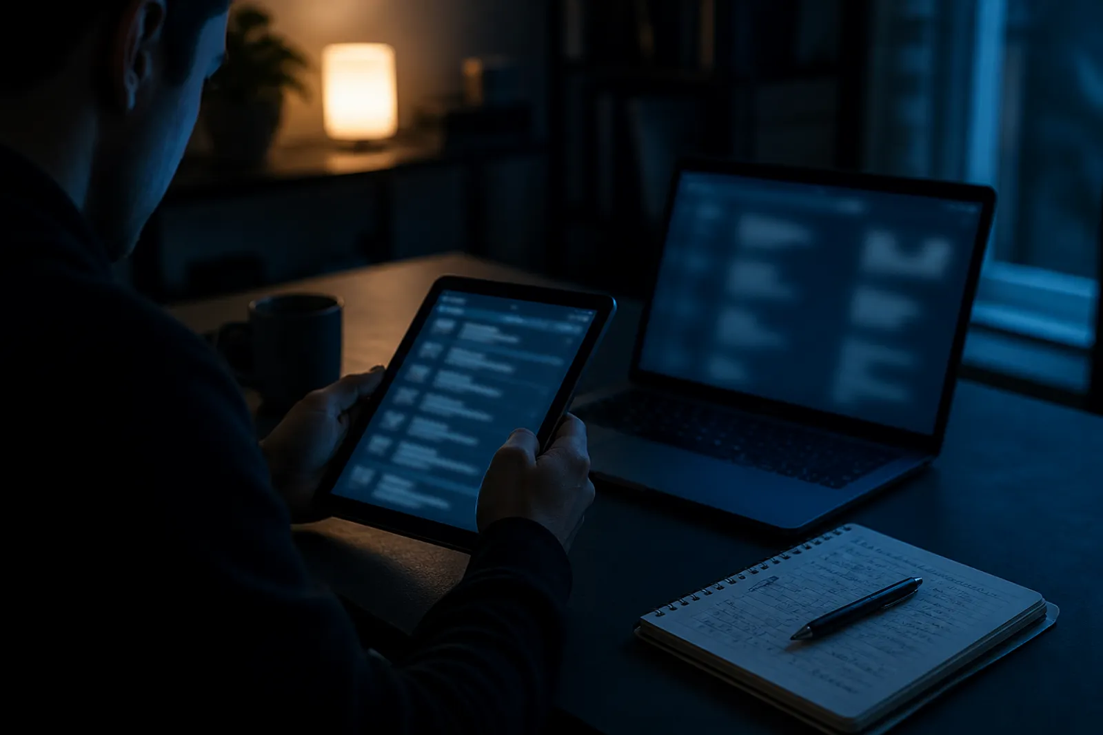 A person is examining curated links from the uncensored Hidden Wiki on a tablet.